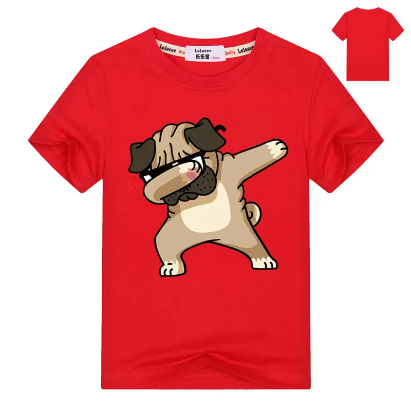 Новое поступление модная футболка с рисунком собаки мопса для мальчиков летняя