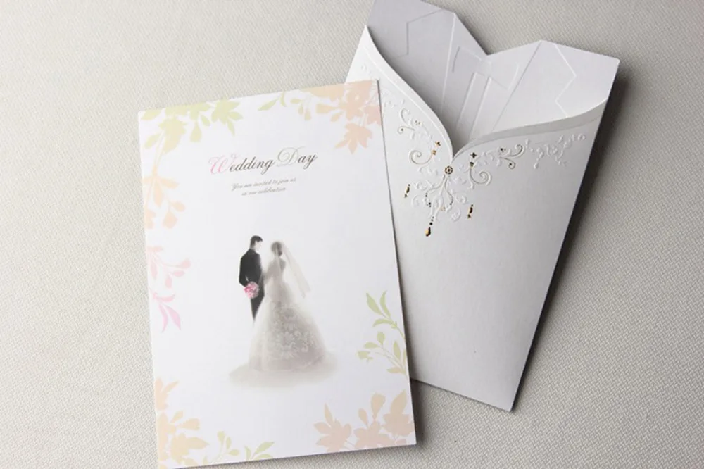 50 шт./лот Wishmade лазерная резка свадебные приглашения жениха и невесты