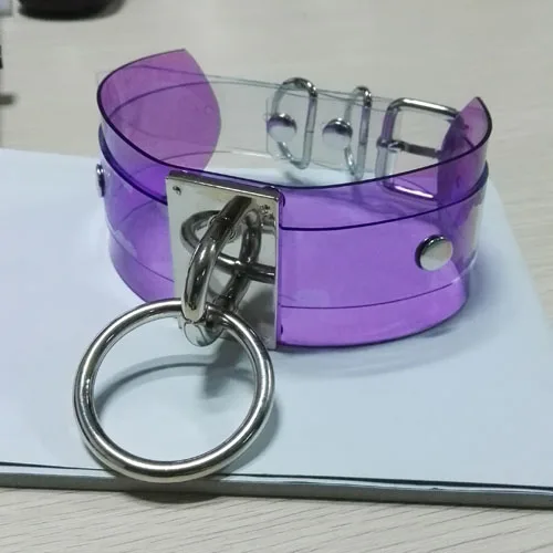 Purple Vinyl Silver Ручной работы, прозрачный виниловый чокер, розовый, фиолетовый, Harajuku, милый, кавайный, многослойный, Круглый, ПВХ, воротник, ожерелье - Окраска металла: Purple Vinyl Silver