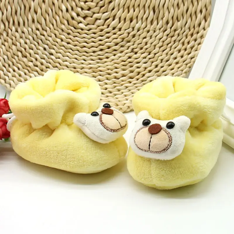 Милые зимние сапоги для маленьких девочек с изображением медведя мягкая обувь