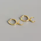 Серьги-кольца в виде полумесяца, серебряные, 18 К, золото 100% пробы