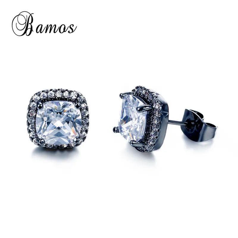 Женские серьги гвоздики из циркония с золотым и черным покрытием|stud earrings|zircon stud