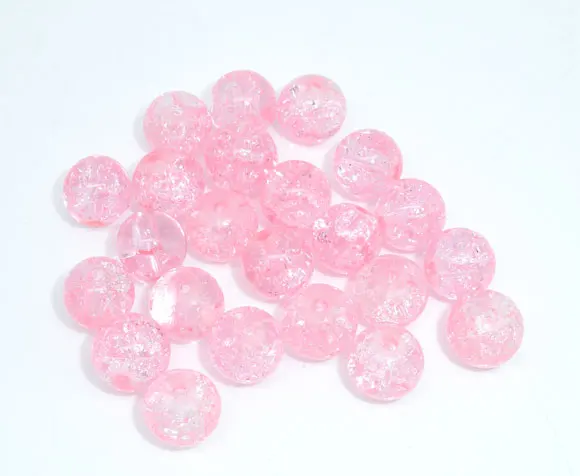 DoreenBeads Glass Loose Beads Round Pink Crackle About 8mm( 3/8&quot) Dia Hole: Approx 1.2mm 45 PCs new | Украшения и аксессуары