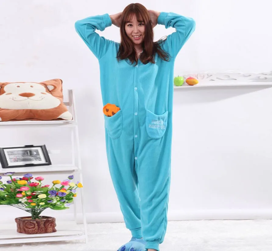 Кигуруми Синий Красный Улица Сезам Пижама комбинезон для взрослых пижамы Аниме