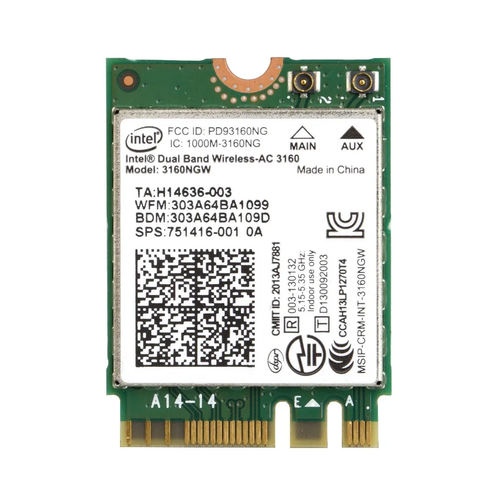 Карта для HP Intel 3160 3160NGW AC Двухдиапазонная Беспроводная + Bluetooth 4 0 NGFF wifi карта