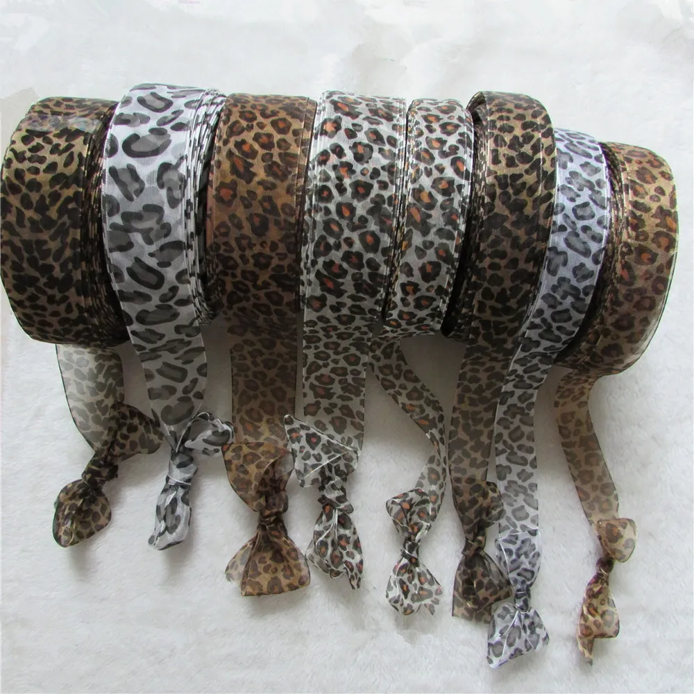 10 ярдов технология банта из органзы с атласными краями и леопардовым принтом 25 мм