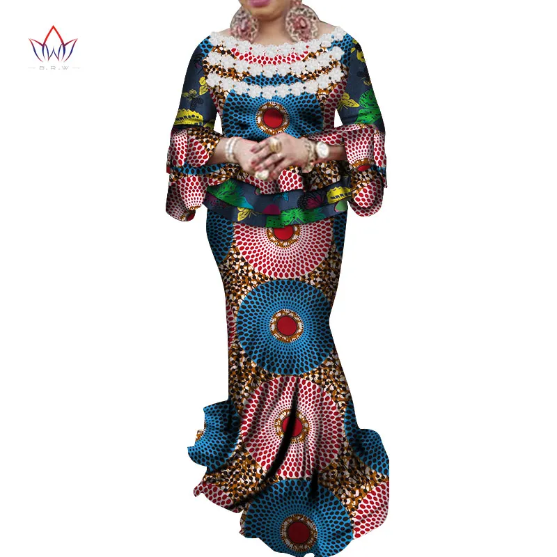 African Women Crop Skirt Top Plus Size Dashiki 2 Piece Set African Clothes for Women Cotton Print Wax Suit for party WY4578
