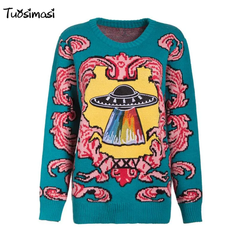 2017 Осенняя мода женские Свитер хит цвет жаккардовый свитер пуловер Kintted Топы