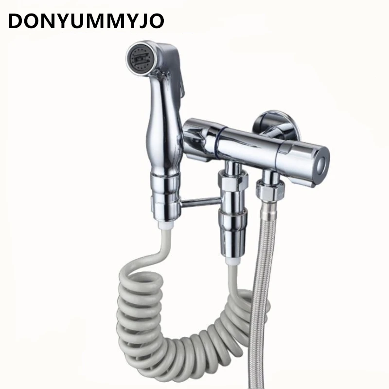 

DONYUMMYJO 1 комплект Смесители для биде включает в себя 1 распылитель + 1 кронштейн + 1 гибкий шланг + 1 двойной Выпускной угловой клапан