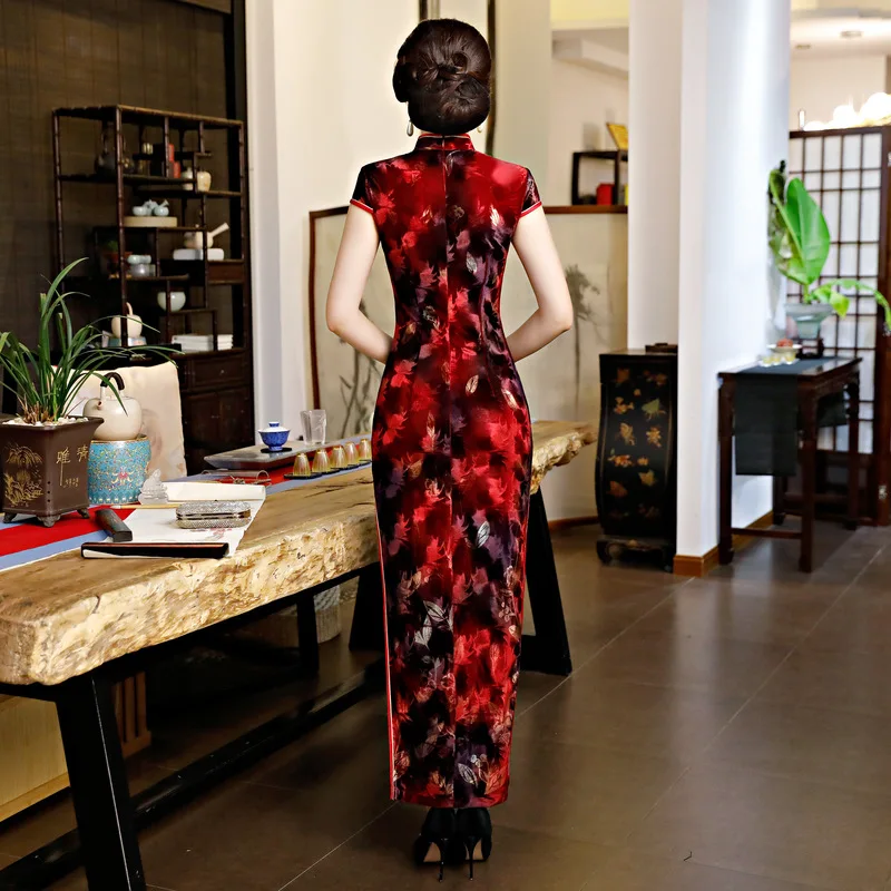Традиционное китайское платье для мамы Cheongsam велюр китайский восточные платья