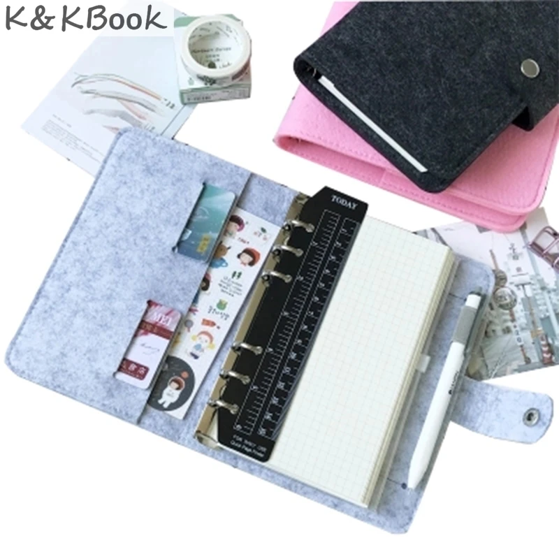 K & KBOOK войлочный блокнот на спирали дневник винтажный с 6 отверстиями