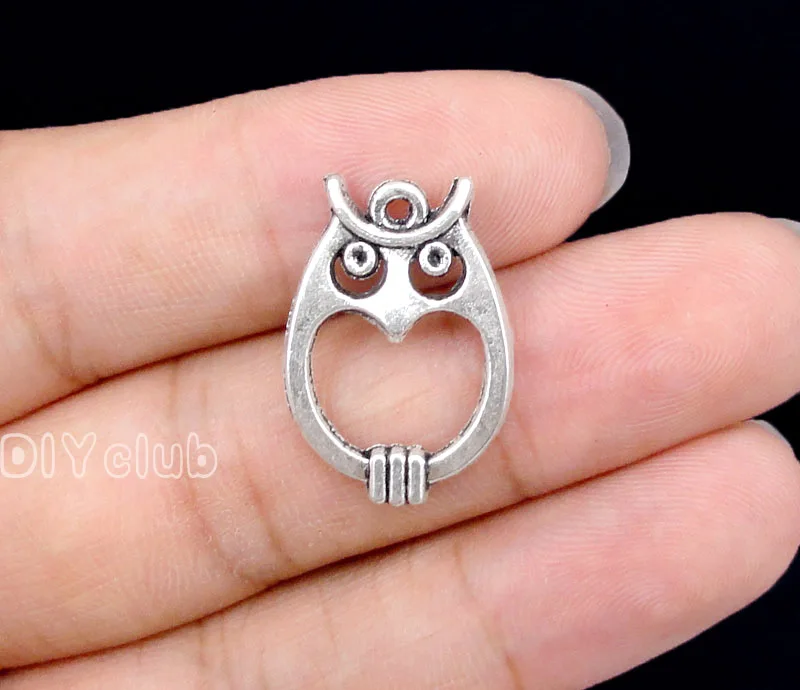 

70pcs-Antique Tibetan Silver Owl Connector Charms, Jewelry Finding 23x16mm