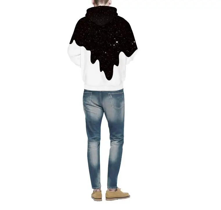 Мужские/женские толстовки с капюшоном черные/белые 3D-принтом молока пуловеры