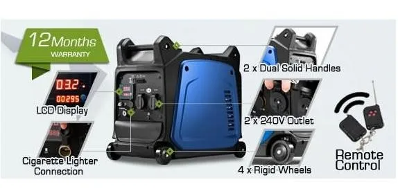 3.5KW Электрический и дистанционный запуск инверторного генератора; 4.4KVA тихий портативный наборы бензинового генератора
