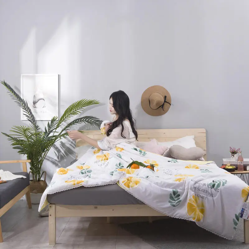 Leaf Pattern Soft Skin-friendly Summer Duvet Washed Cotton Thin Quilt Children Adults Duvet Pillowcase Wholesale(200x230cm