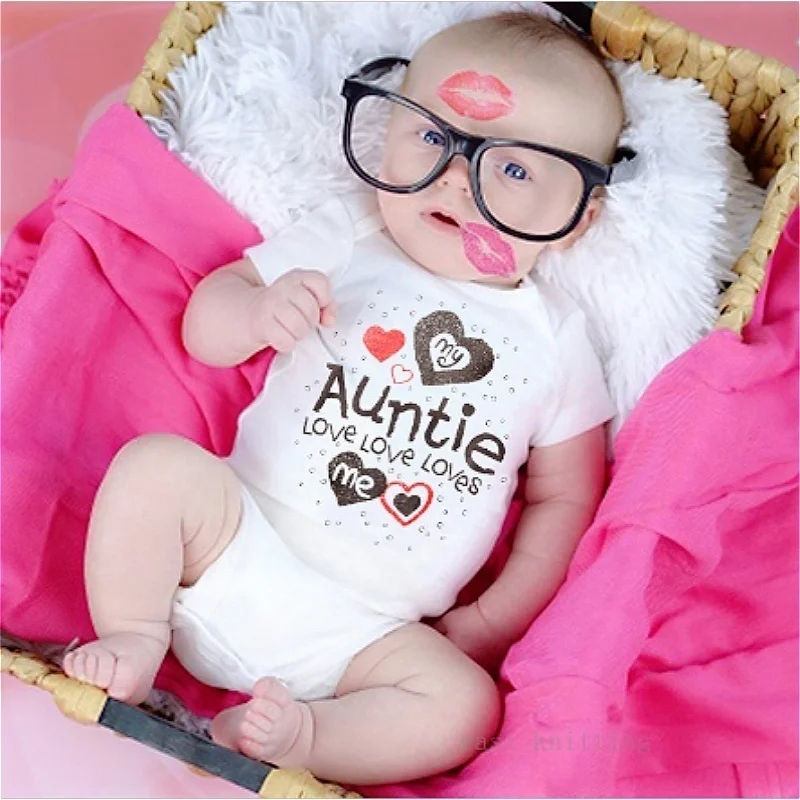 Casual Lovely Baby Kids Romper Bodysuit My Auntie Loves Me Printed Boys Girls Infant Playsuits One Piece Suit