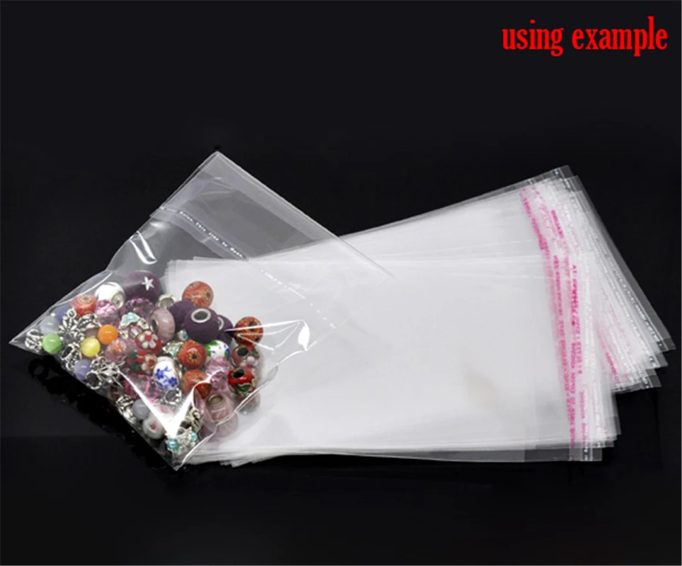 DoreenBeads 200 шт. прозрачные самоклеящиеся пластиковые пакеты с уплотнением бусины