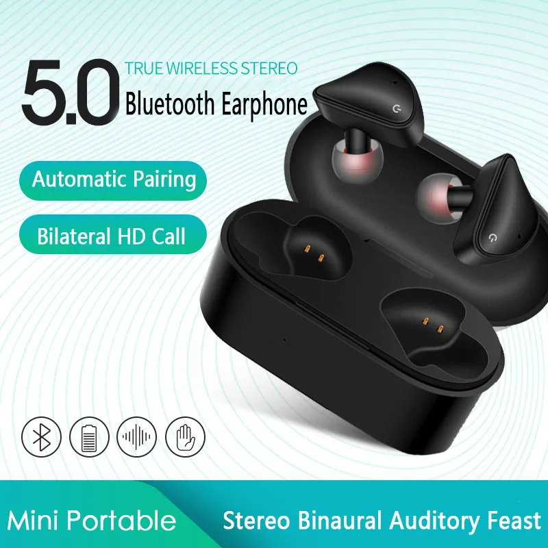 TWS 5 0 Bluetooth наушники мини беспроводные в ухо 3D стерео спортивные с двойным