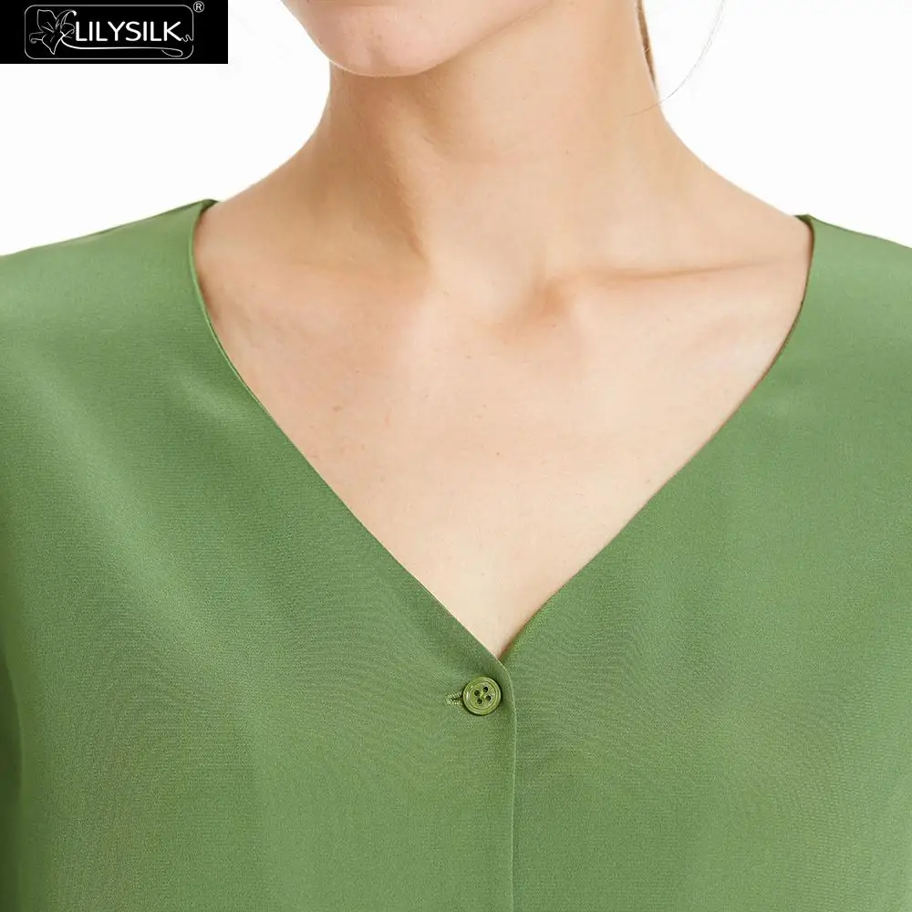LILYSILK T Shirt 18MM Basic V Neck Silk Lady Free Shipping Clearance Sale |