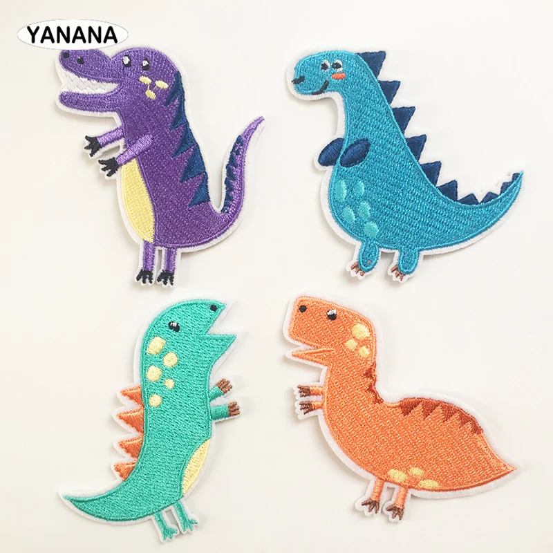 

Lovely cute Dinosaur Cartoon clothing patch Iron On Patch Clothing Embroidered Sewing Applique Sew On Fabric Badge