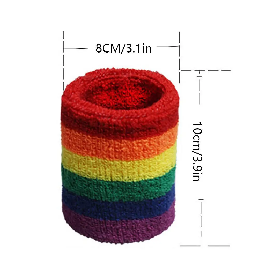 LGBT A Pair Of Rainbow Wristbands Colorful Sweat-Absorbent Sports Six-Color Towel Basketball Badminton Guards Wrist | Дом и сад