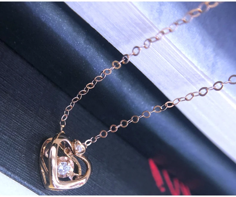 SA SILVERAGE ожерелья украшения из настоящего золота 18 K розовый золотой кулон в форме сердца ожерелья для женщин алмазная подвеска цепочка Подвески Ожерелья