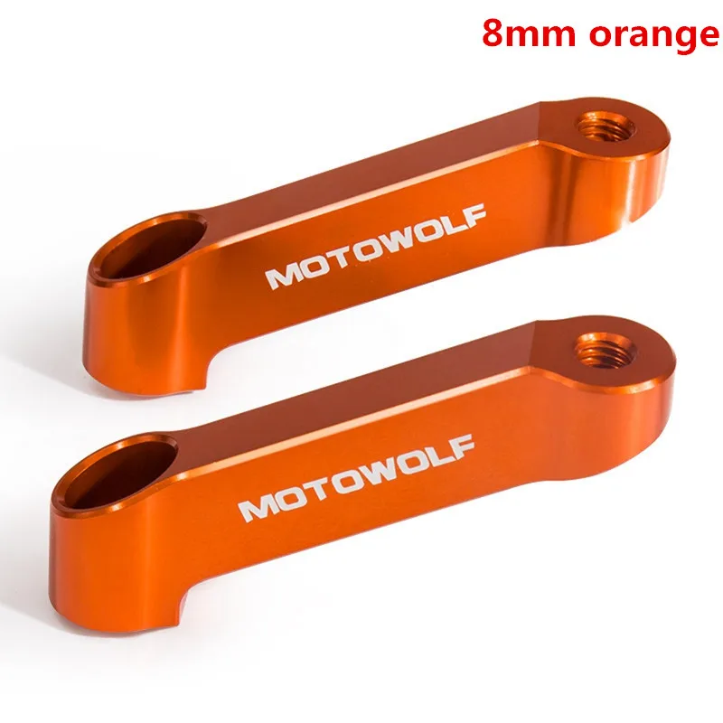 8mm Orange 1 пара 8/10 мм мотоцикл Зеркало заднего вида Удлинительный кронштейн держатель Алюминий сплав зеркало расширение Riser Продлить адаптер - Цвет: 8mm Orange