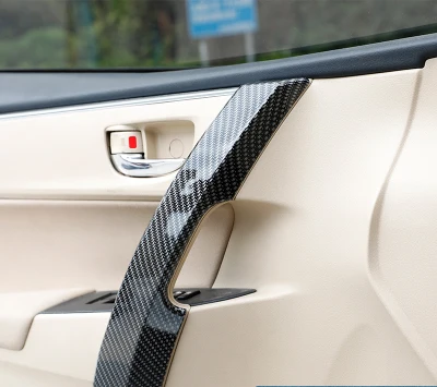 Для Toyota Corolla- ABS углеродное волокно внутренняя боковая дверная ручка Крышка отделка Украшение Наклейка автомобильный Стайлинг C1069