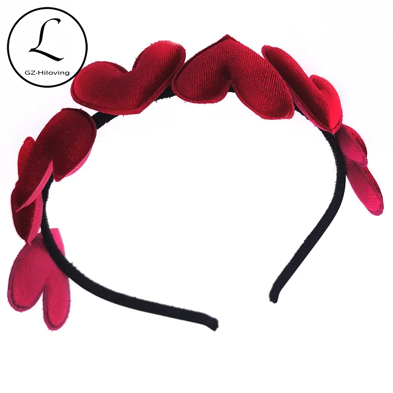 GZhilovingl Summer Girls Princess Velvet Heart Hairband Headband Kids Infant Childs Habdmade Hair Accessories Tiara Party Gifts | Детская