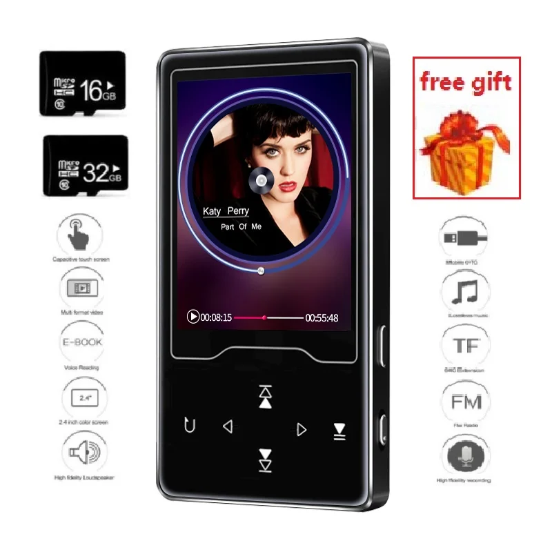 RUIZU D08 mp3 плеер 2 4 дюйма HD большой экран 8 ГБ 16 HIFI без потерь звука FM электронная
