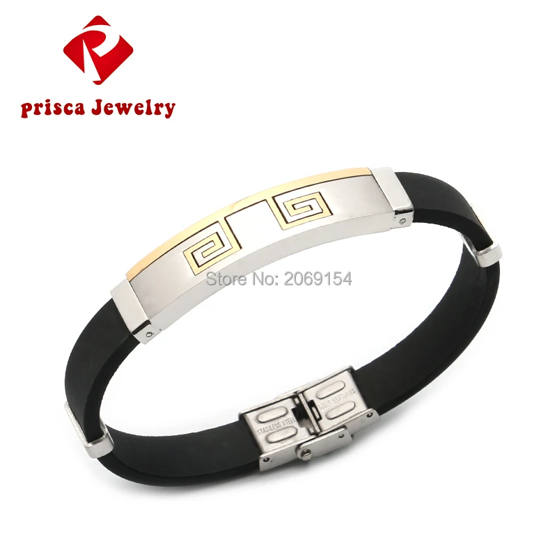 Мужской браслет из нержавеющей стали силиконовый очаровательное ювелирное
