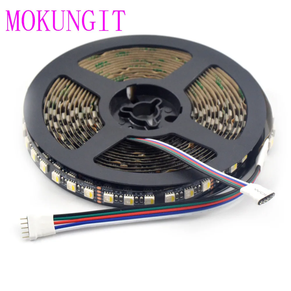 60 м 4 в 1 RGBW Гибкая СВЕТОДИОДНАЯ лента SMD 5050 RGB + теплый/холодный белый черный/белый