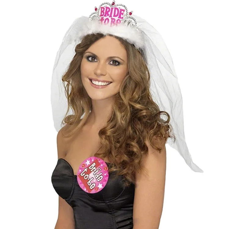 To be Bride корона с белым покрывалом девичник поставки тиара|bride to be|bride crownbride veil |