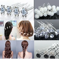 40pcs wholesale hair pins rhinestone crystal simulated pearl flower hair clips bridal wedding accessories