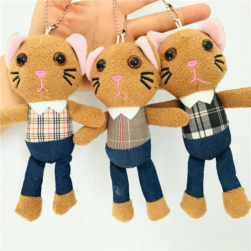 1 шт. 16 см Kawaii клетчатая одежда бант мишки кошка плюшевые игрушки мягкие животные