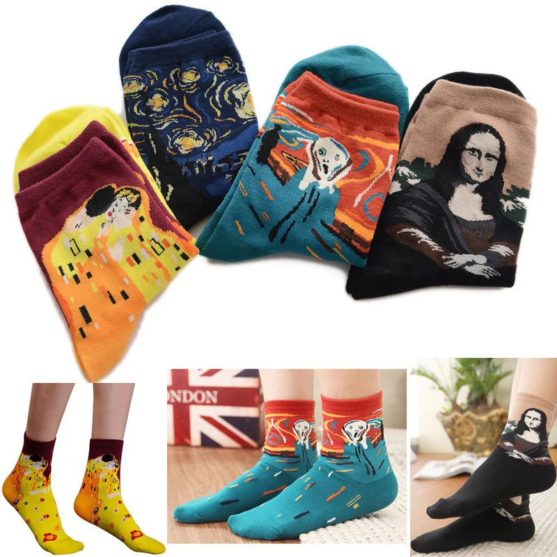 Новый 3D Ретро Живопись креативные носки Для мужчин Мужская женщин Забавный