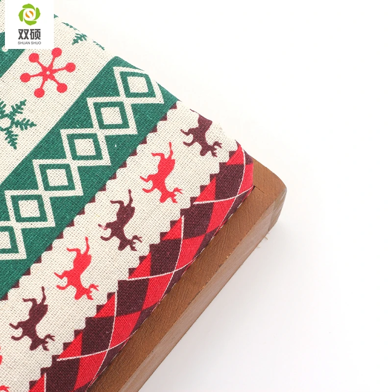 Для печати рождество pattern хлопок лен метр ткани diy рождественские украшения для