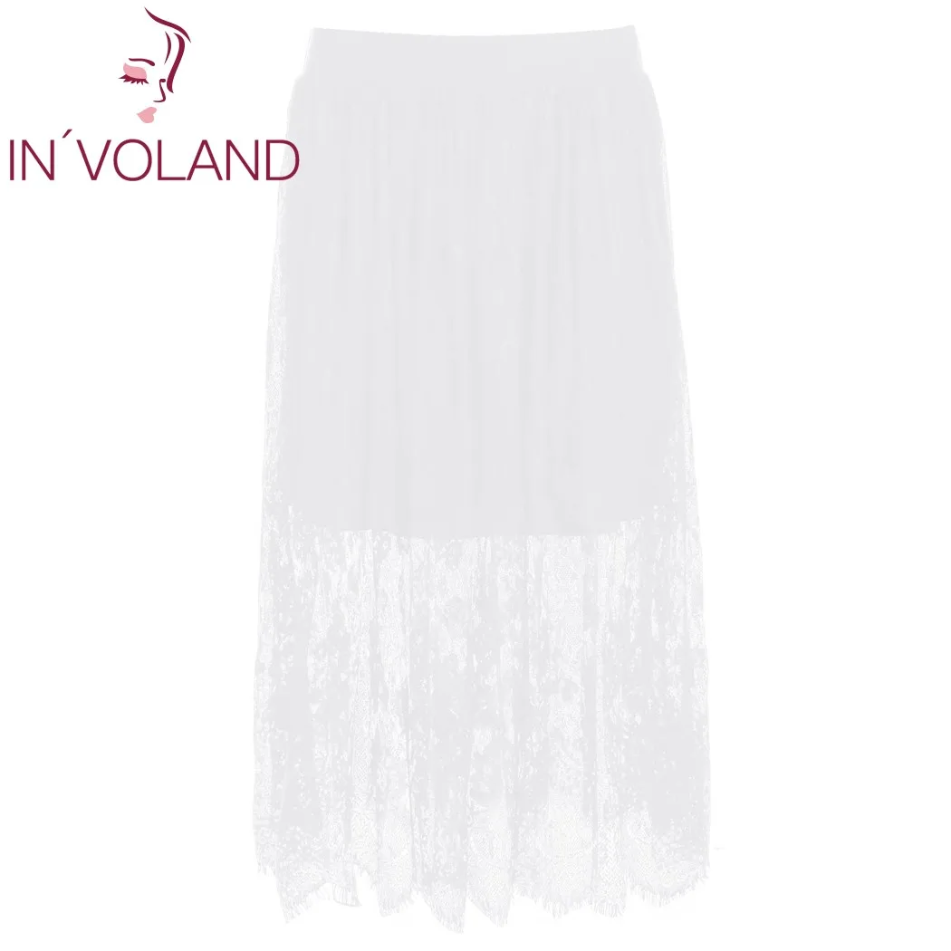 IN'VOLAND Женская юбка большого размера однотонная эластичная резинка на талии