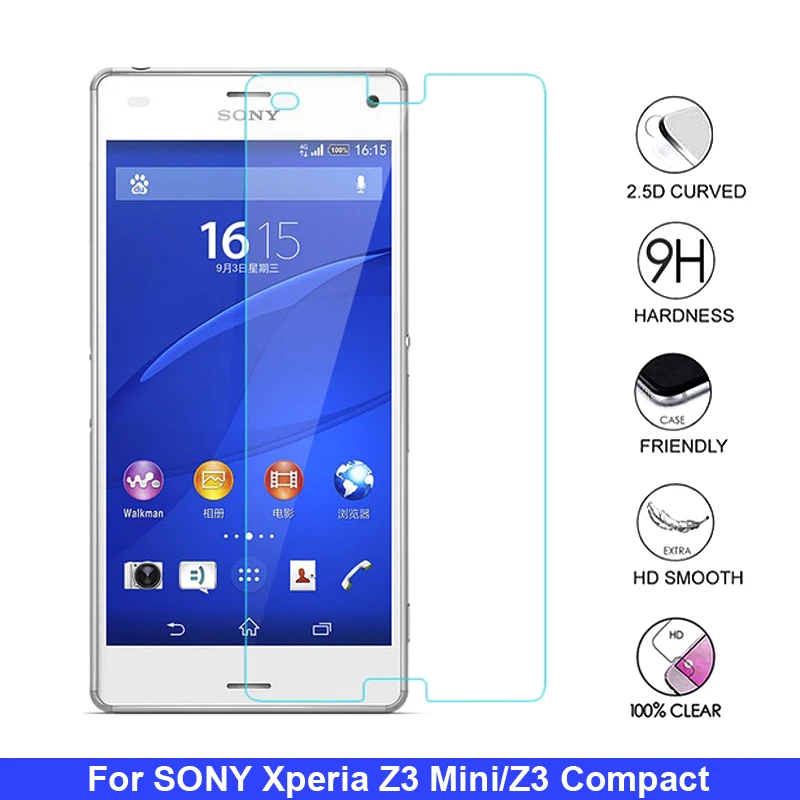 2 шт. 9Н стекло для Sony Xperia Z3 Compact закаленное защитная стеклянная пленка экрана Mini |