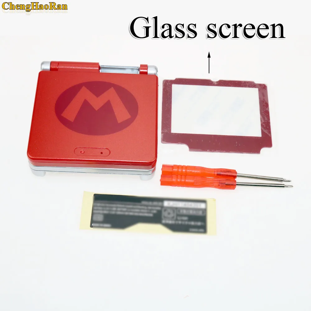 RED glass screen 4 модели на выбор, стеклянный пластиковый экран для Марио, ограниченная серия, полный корпус, чехол, чехол для Gameboy Advance, GBA SP, комплекты деталей - Цвет: RED glass screen