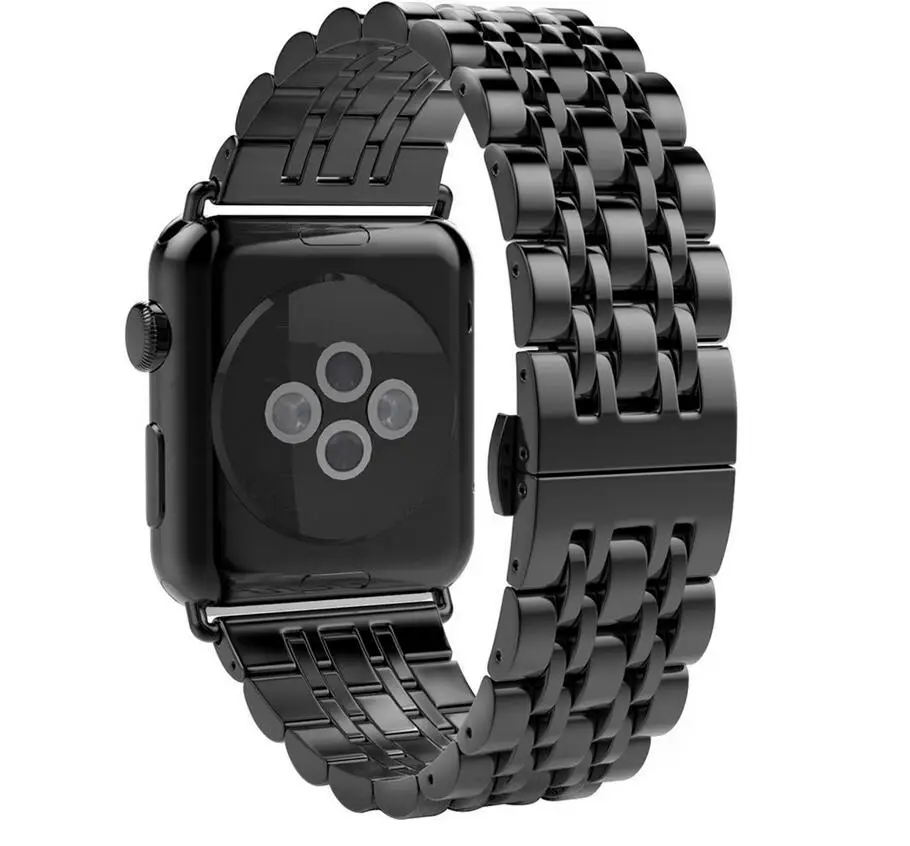 100 шт. Нержавеющая сталь 7 Points, ремешок для наручных часов для Apple Watch, версии 4/3/2/1 38 мм 42 мм наручных часов Iwatch, ремешок черный, Серебристый Цвет Бабочка застежка браслета