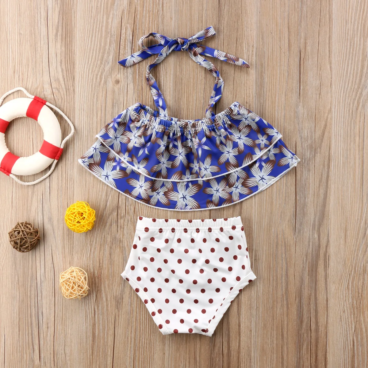 Купальник танкини с цветочным принтом и лямкой на шее|Комплекты одежды для