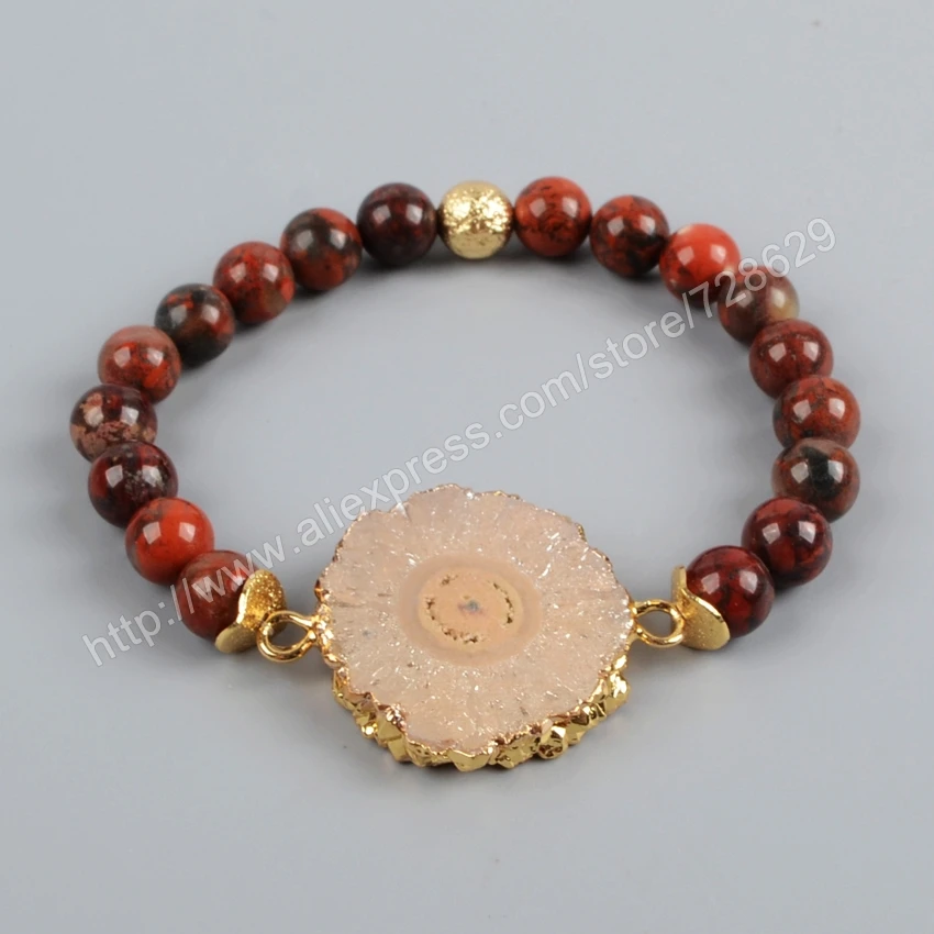 

BOROSA золотистый Радужный Цвет титановый Солнечный Кварц с многообразными каменными бусинами браслет ручной работы ювелирные изделия для же...