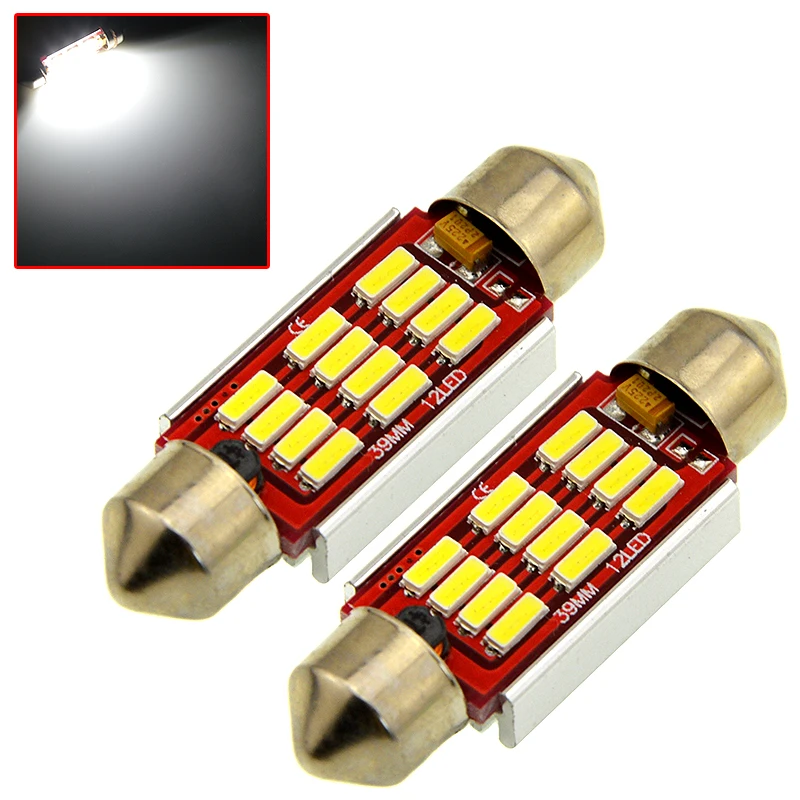 2x высокое качество 3 Вт Festoon купольный светильник CANBUS 39 мм C5W Ошибка 4014 12 SMD