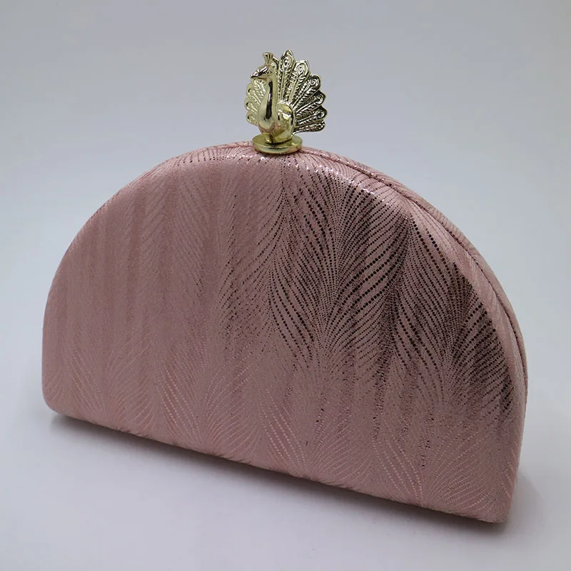 Pink as photo Nophia, новинка, коробка в форме павлина, изумрудные вечерние клатчи, шелковые Сатиновые вечерние сумки и клатчи для вечеринки, выпускного, вечерние, темно-зеленые - Цвет: Pink as photo