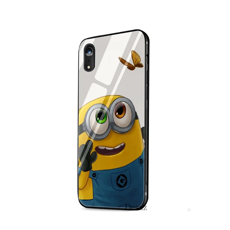 Чехол из закаленного стекла с изображением миньона банана милого аниме