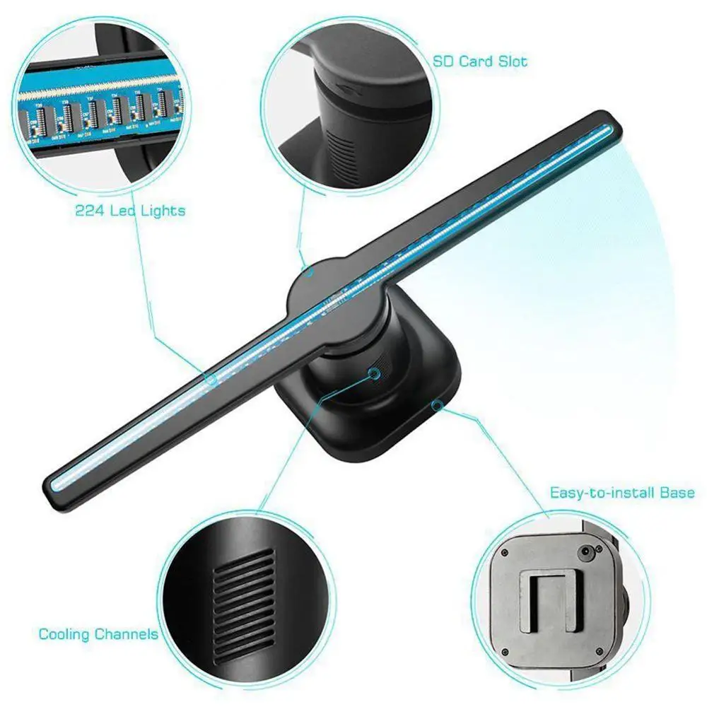 Голограмма рекламный дисплей светодиодный вентилятор 43 см голографическая