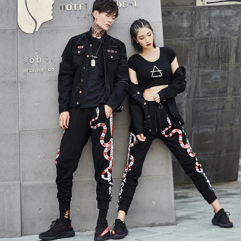 Брюки султанки Modis в стиле хип хоп со змеиным принтом повседневные джоггеры