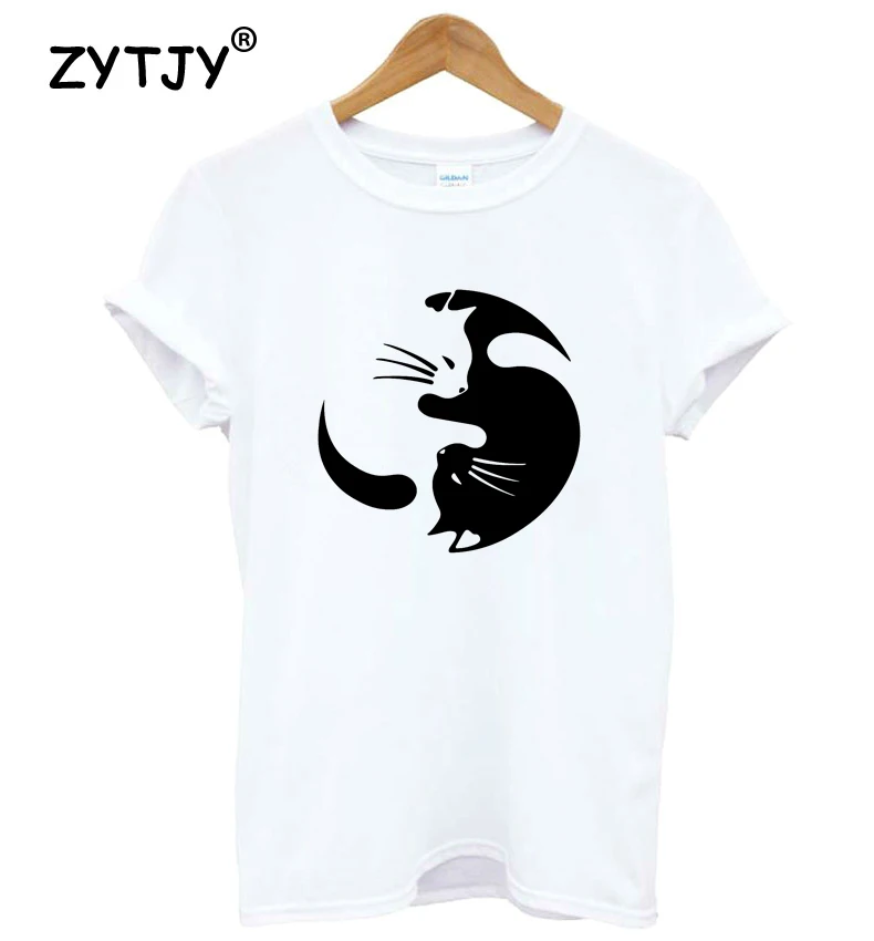 Yin Yang Cat женская футболка Повседневная хлопковая хипстерская забавная для женщин