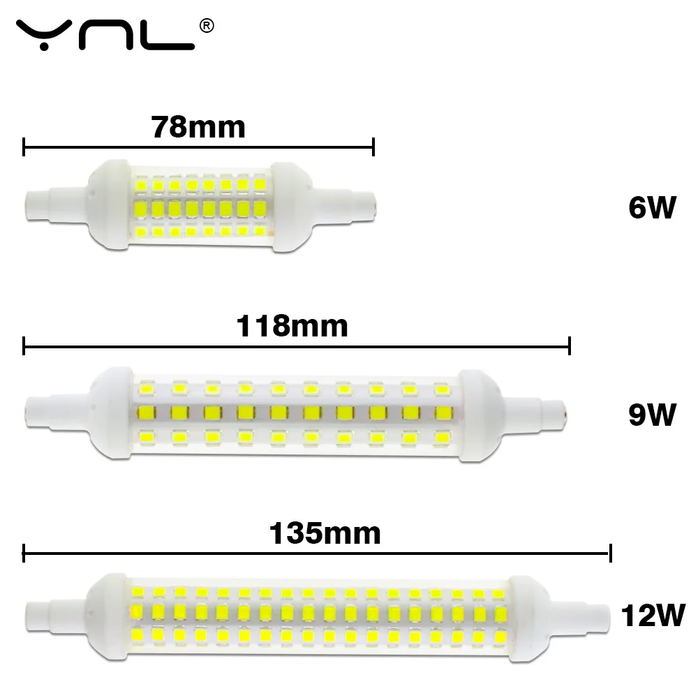 YNL R7S LED Light Bulb 6w 9w 12w SMD 2835 220V 78mm 118mm 135mm Energy Saving Replace Halogen Spot Flood Source | Освещение